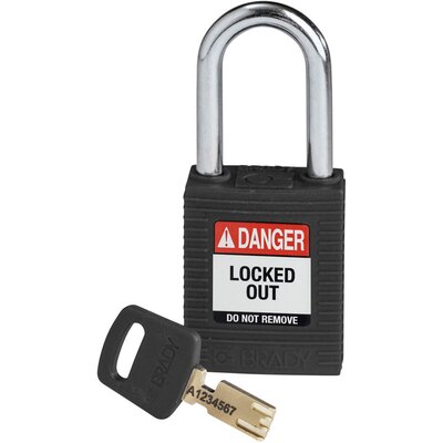 Kłódka LOTO SafeKey nylonowa, szekla stalowa 38 mm, czarna, 150234