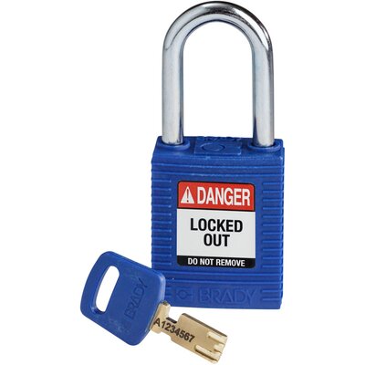 Kłódka LOTO SafeKey nylonowa, szekla stalowa 38 mm, niebieska, 150251