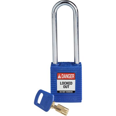 Kłódka LOTO SafeKey nylonowa, szekla stalowa 76 mm, niebieska, 150249