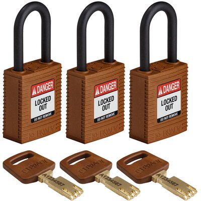 Kłódka LOTO SafeKey nylonowa, szekla 38 mm, brązowa, 150314