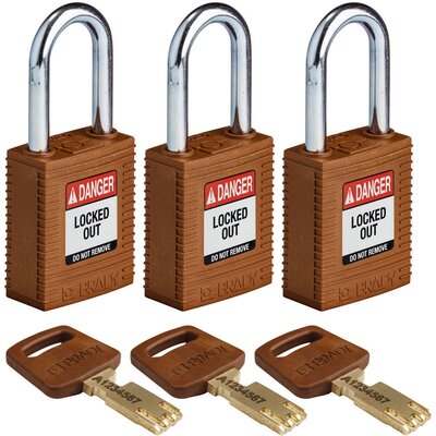 Kłódka LOTO SafeKey nylonowa, szekla stalowa 38 mm, brązowa, 150228