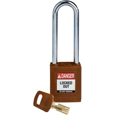 Kłódka LOTO SafeKey nylonowa, szekla stalowa 76 mm, brązowa, 150247