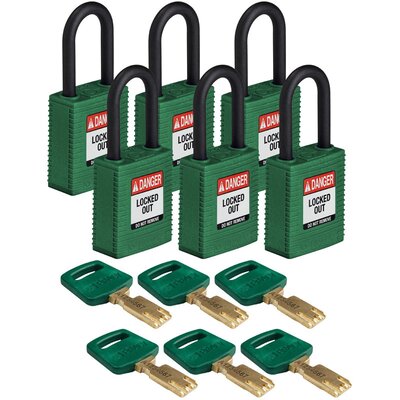 Kłódka LOTO SafeKey nylonowa, szekla 38 mm, zielona, 150334