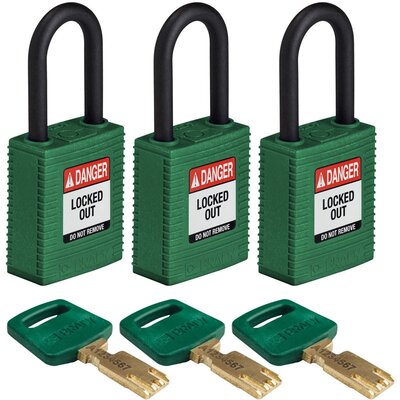 Kłódka LOTO SafeKey nylonowa, szekla 38 mm, zielona, 150223
