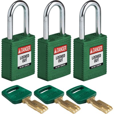 Kłódka LOTO SafeKey nylonowa, szekla stalowa 38 mm, zielona, 150341