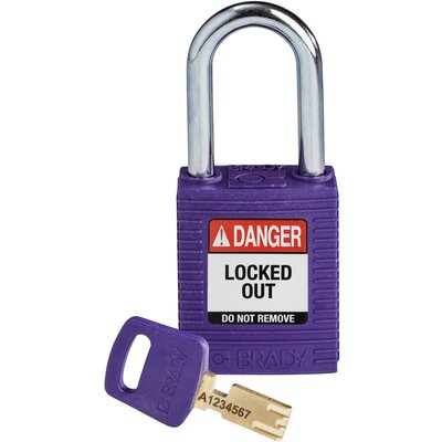 Kłódka LOTO SafeKey nylonowa, szekla stalowa 38 mm, fioletowa, 150250