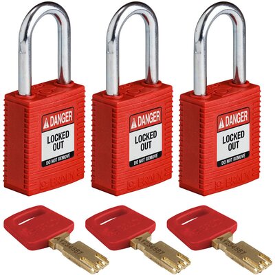 Kłódka LOTO SafeKey nylonowa, szekla stalowa 38 mm, czerwona, 150271