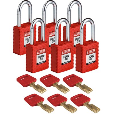 Kłódka LOTO SafeKey nylonowa, szekla stalowa 38 mm, czerwona, 150270