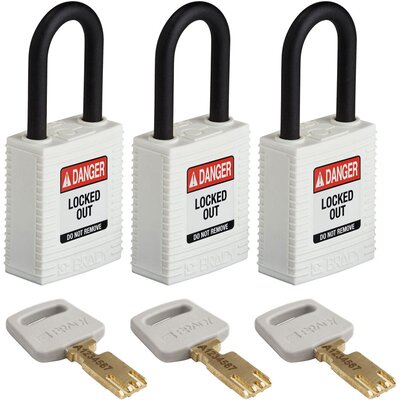 Kłódka LOTO SafeKey nylonowa, szekla 38 mm, biała, 150267