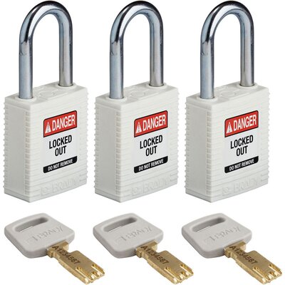 Kłódka LOTO SafeKey nylonowa, szekla stalowa 38 mm, biała, 150340