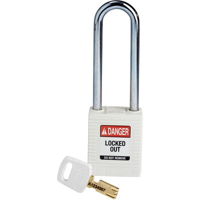 Kłódka LOTO SafeKey nylonowa, szekla stalowa 76 mm, biała, 150295