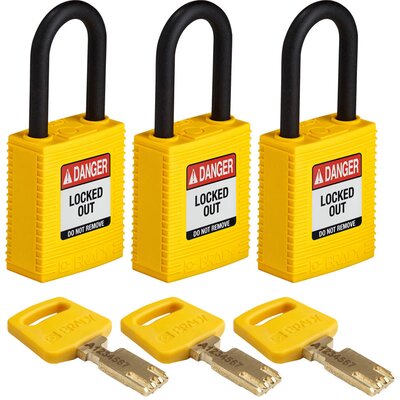 Kłódka LOTO SafeKey nylonowa, szekla 38 mm, żółta, 150290