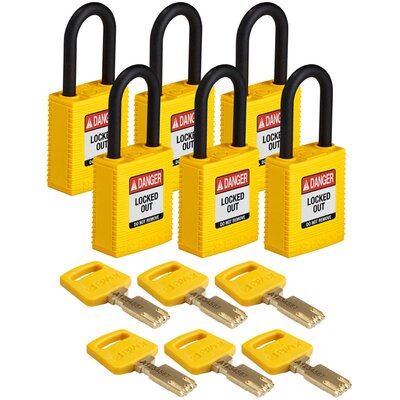 Kłódka LOTO SafeKey nylonowa, szekla 38 mm, żółta, 150265