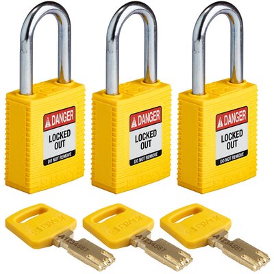 Kłódka LOTO SafeKey nylonowa, szekla stalowa 38 mm, żółta, 150246