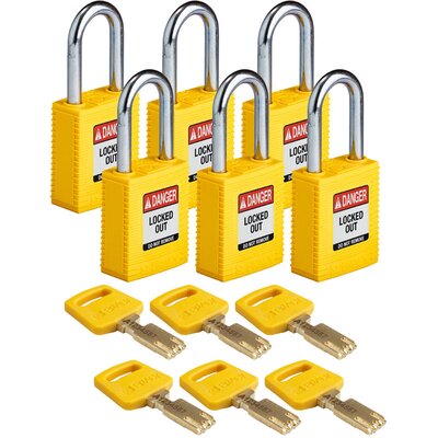 Kłódka LOTO SafeKey nylonowa, szekla stalowa 38 mm, żółta, 150225