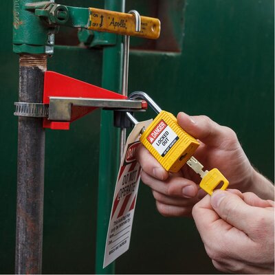 Kłódka LOTO SafeKey nylonowa, szekla stalowa 38 mm, żółta, 150246 - zdjęcie 2