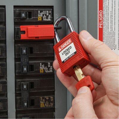 Kłódka LOTO SafeKey nylonowa, szekla stalowa 38 mm, zielona, 150341 - zdjęcie 2