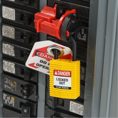 Kłódka LOTO SafeKey kompaktowa, nylonowa, szekla 25 mm, biała, 150215 - aplikacja 1