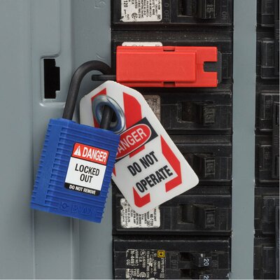 Kłódka LOTO SafeKey kompaktowa, nylonowa, szekla 25 mm, niebieska, 150210 - zdjęcie 2