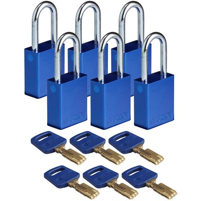 Kłódka bezpieczeństwa LOTO SafeKey, aluminiowa, szekla 38 mm, niebieska, 150302
