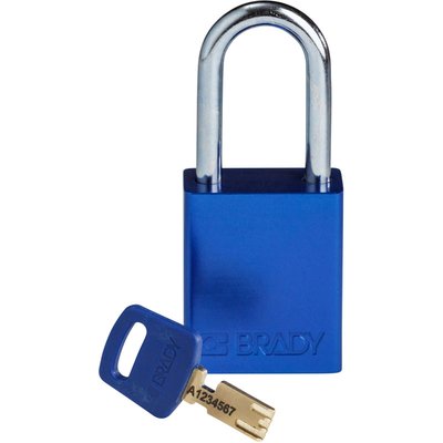 Kłódka bezpieczeństwa LOTO SafeKey, aluminiowa, szekla 38 mm, niebieska, 150287