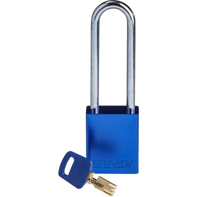 Kłódka bezpieczeństwa LOTO SafeKey, aluminiowa, szekla 76 mm, niebieska, 150241