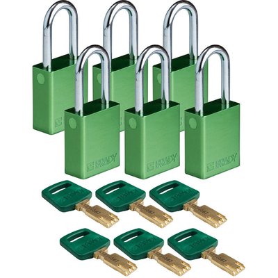Kłódka bezpieczeństwa LOTO SafeKey, aluminiowa, szekla 38 mm, zielona, 150256