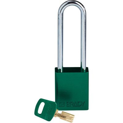 Kłódka bezpieczeństwa LOTO SafeKey, aluminiowa, szekla 76 mm, zielona, 150360