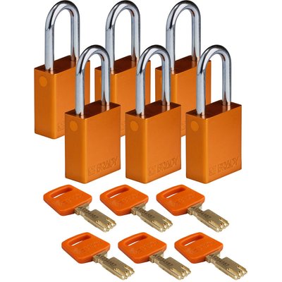 Kłódka bezpieczeństwa LOTO SafeKey, aluminiowa, szekla 38 mm, pomarańczowa, 150326