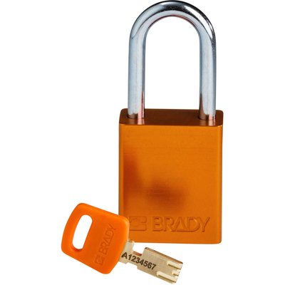 Kłódka bezpieczeństwa LOTO SafeKey, aluminiowa, szekla 38 mm, pomarańczowa, 150263