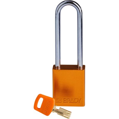 Kłódka bezpieczeństwa LOTO SafeKey, aluminiowa, szekla 76 mm, pomarańczowa, 150306