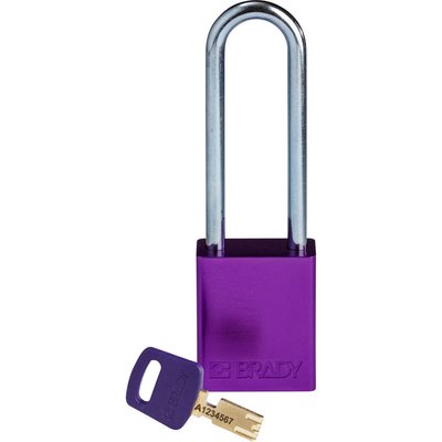 Kłódka bezpieczeństwa LOTO SafeKey, aluminiowa, szekla 76 mm, fioletowa, 150330