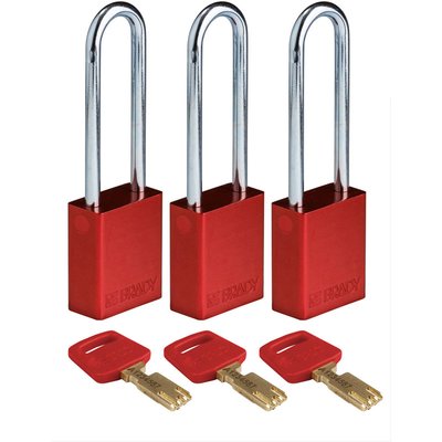Kłódka bezpieczeństwa LOTO SafeKey, aluminiowa, szekla 76 mm, czerwona, 150218
