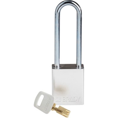 Kłódka bezpieczeństwa LOTO SafeKey, aluminiowa, szekla 76 mm, srebrna, 150283