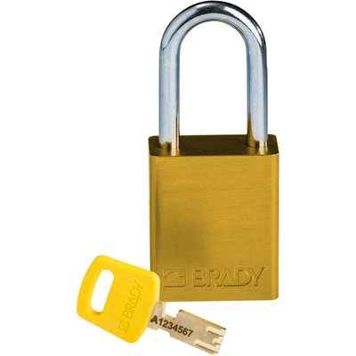 Kłódka bezpieczeństwa LOTO SafeKey, aluminiowa, szekla 38 mm, żółta, 150288