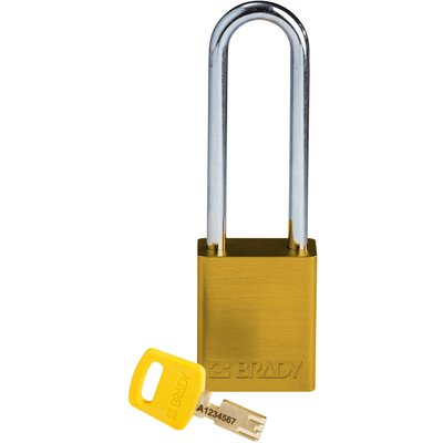 Kłódka bezpieczeństwa LOTO SafeKey, aluminiowa, szekla 76 mm, żółta, 150285