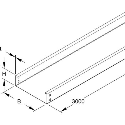 Korytko kablowe pełne, RLU 60.600 E3 - wymiary