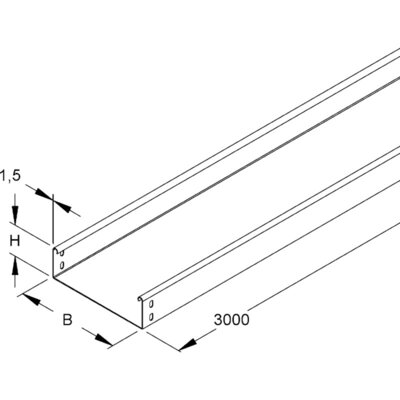 Korytko kablowe pełne, RSU 60.100 - wymiary