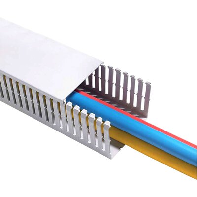 Korytko kablowe grzebieniowe HTWD-HF, 25x50x2000 mm, jasnoszare, 183-12550