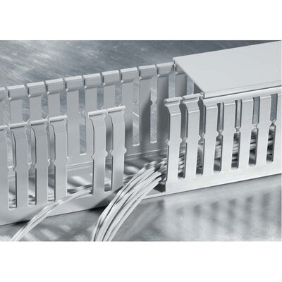 Korytko kablowe grzebieniowe HTWD-HF, 25x50x2000 mm, jasnoszare, 183-12550 - aplikacja