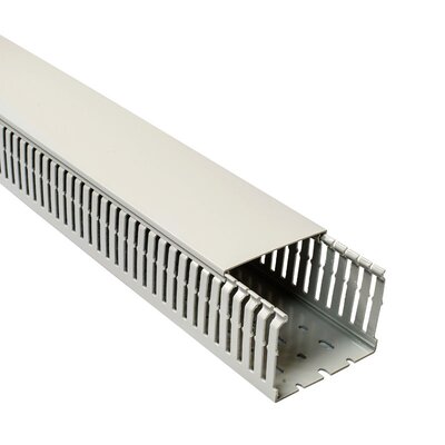 Korytko kablowe grzebieniowe HTWD-HF, 100x75x2000 mm, szare, 183-11075 - zestaw