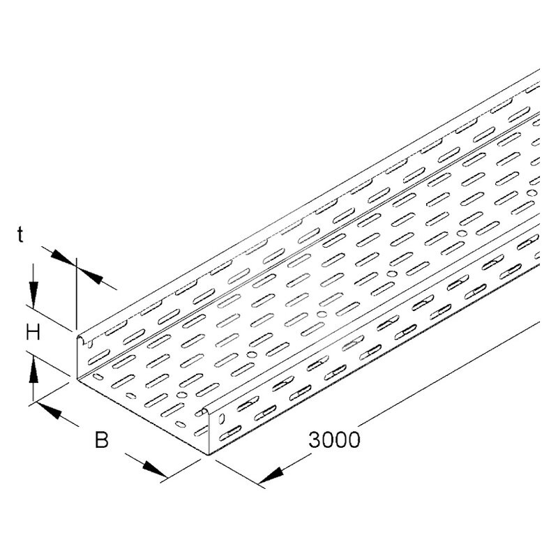 Korytko kablowe pełne, ocynk ogniowy 60x100 gr. 0.9mm, ocynk ogniowy