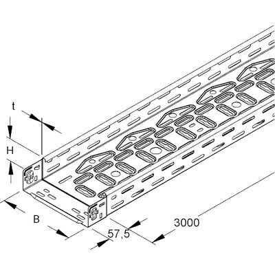 Korytko kablowe perforowane 60x500, gr. 0.9mm, ocynk ogniowy