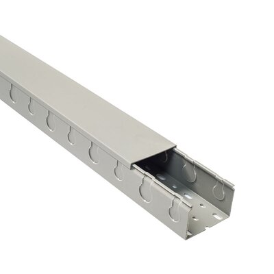 Korytko kablowe pełne perforowane TPD, 75x50x2000 mm, szare PVC, B08204 - zestaw