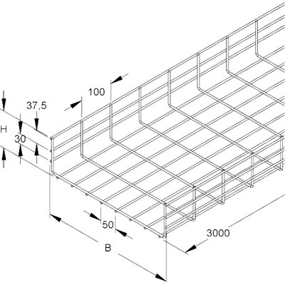 Korytko siatkowe GRS, GRS 110.200 E3-schemat