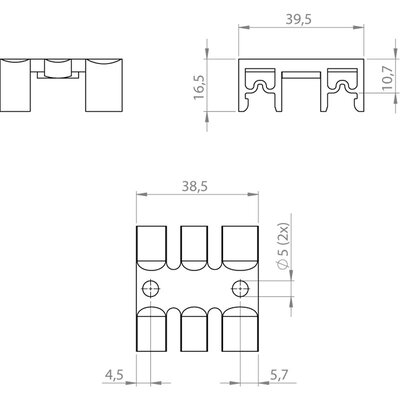 Listwa mocująca KZL 39, 32260 - wymiary