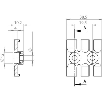 Listwa mocująca wkładką mosiężną ZL 39 MS M5, 32360 - schemat