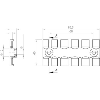 Listwa mocująca wkładką mosiężną ZL 87 MS M5, 32363 - schemat