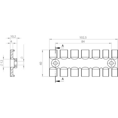 Listwa mocująca wkładką mosiężną ZL 103 MS M5, 32364 - schemat