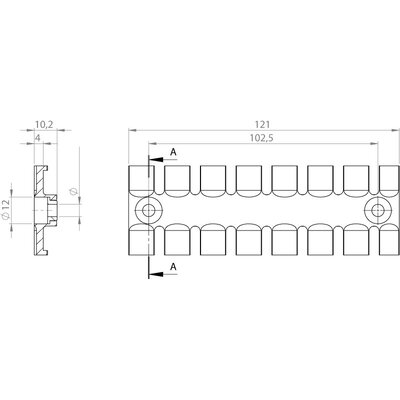 Listwa mocująca wkładką mosiężną ZL 121 MS M5, 32365 - schemat